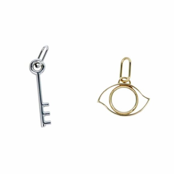 Hermes Kelly Charm Pendant Top Curiosite Silver Used | eBay Hermes Curiosity Charm Set Of 2 Gold Color Silver Color Pendant Top Eye